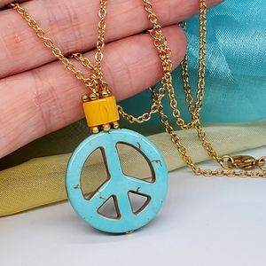 SALE🇺🇦UKRAINIAN NATIONAL FLAG COLORS Golden Necklace Peace Pendant
